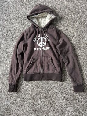 Freedom 2 Be Faux Fur Lined Brown Zip Hoodie Size XL